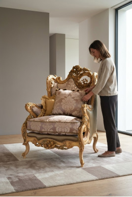 Fauteuil Canapé Affiche en Tissu Classique de Luxe Classique 1 Place Meuble