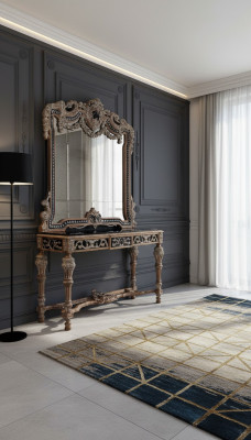Miroir mural style maison de campagne console coiffeuse avec miroir table console marron