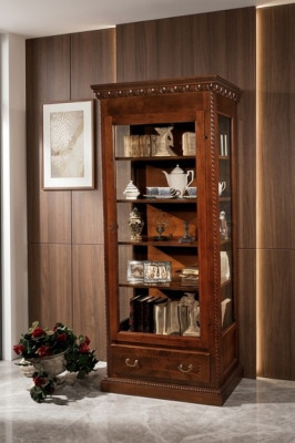 Meubles Vitrine en bois massif Vitrine en verre Armoire en bois massif Bahut Vitrine Salon
