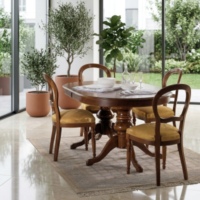 Groupe de meubles de salle à manger Italie Ensemble de meubles Suite Table à manger 5 pièces 4 chaises de luxe