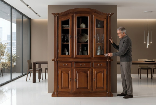 Vitrine en bois massif Meuble de salle de séjour Buffet Vitrines en bois massif Armoire en verre