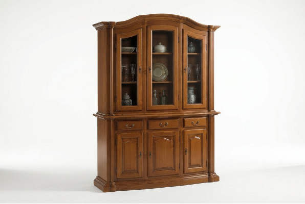 Vitrine en bois massif Meuble de salle de séjour Buffet Vitrines en bois massif Armoire en verre