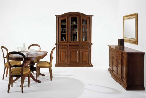 Ensemble de salle à manger design Suite de 7 pièces en bois Meuble Commode 4 chaises Table Vitrine nouvelles