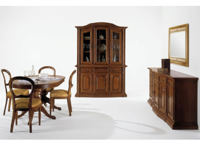 Ensemble de salle à manger design Suite de 7 pièces en bois Meuble Commode 4 chaises Table Vitrine nouvelles