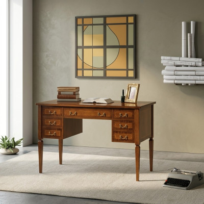 Bureau et chaise en bois avec accoudoirs Bibliothèque Mobilier de bureau Design nouveau