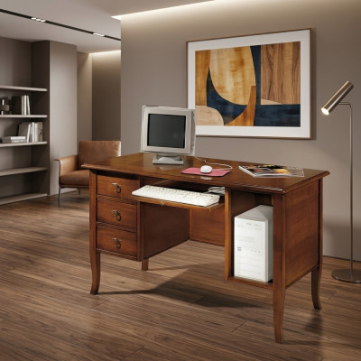 Bureau italien avec tiroirs coulissants en bois massif