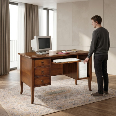 Ensemble de meubles de bureau en bois véritable, bureau informatique, ensemble de mobilier italien neuf