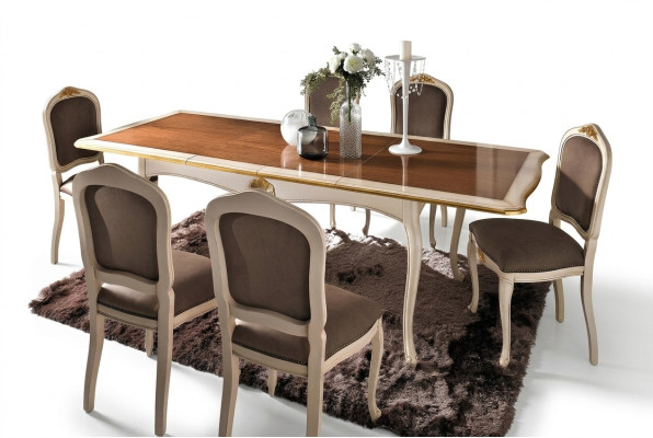 Style de table de salle à manger baroque antique Table en bois massif Tables de design classique Italie