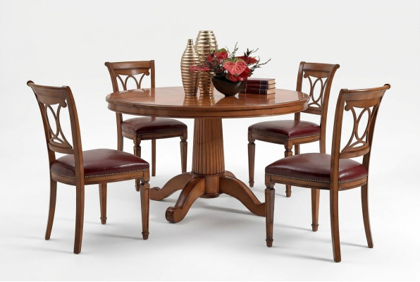 Suite de 4 chaises design Art Deco avec rembourrage neuf, siège en bois, ensemble de chaises de salle à manger.