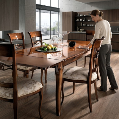 Table moderne Salle à manger design table coulissante en bois naturel Table à manger en bois massif Mobilier