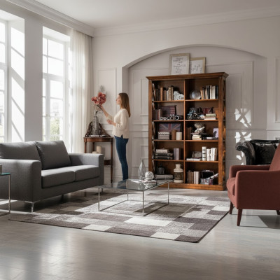 Salon Vitrine Armoire Livres Étagère Buffet Mobilier Classique Étagères Bois
