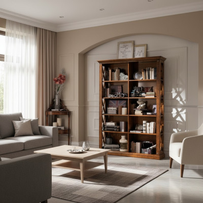 Salon Vitrine Armoire Livres Étagère Buffet Mobilier Classique Étagères Bois
