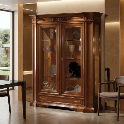 Vitrine bahut vitrines de luxe garde-robe en verre barrière design en bois marron mobilier