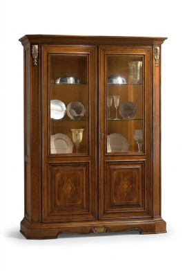 Vitrine 2 portes Armoire en bois Vitrines de salon Vitrines de design Mobilier en verre