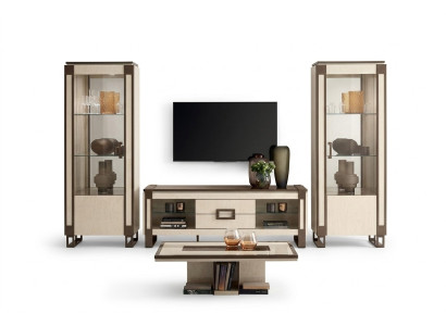 Design-Regalwandeinheit Sideboard 2x Vitrinenschrank TV-Schrank Lowboard Sideboard 3-tlg. Wohnwand-Set