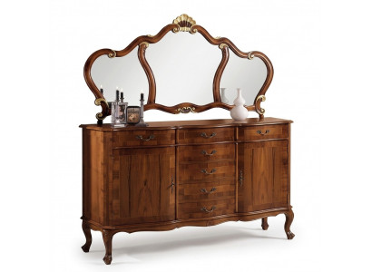 Braun Commode Coiffeuse Coiffeuse Coiffeuse Miroir 7 tiroirs nouveau