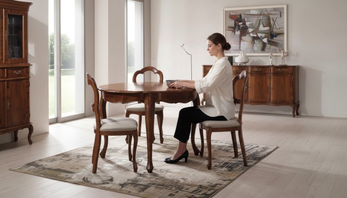 Salle à manger Ensemble Chaise Table à manger Suite Tables rondes Chaises Table en bois 4 pièces Bois véritable