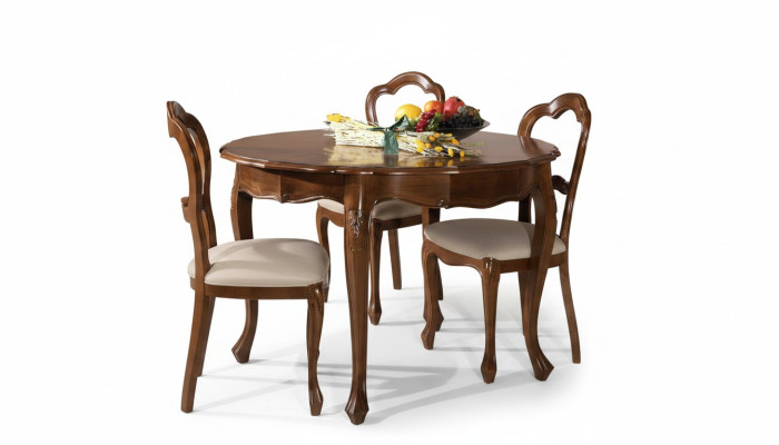 Salle à manger Ensemble Chaise Table à manger Suite Tables rondes Chaises Table en bois 4 pièces Bois véritable
