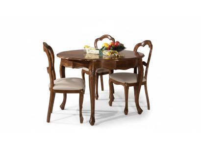 Salle à manger Ensemble Chaise Table à manger Suite Tables rondes Chaises Table en bois 4 pièces Bois véritable