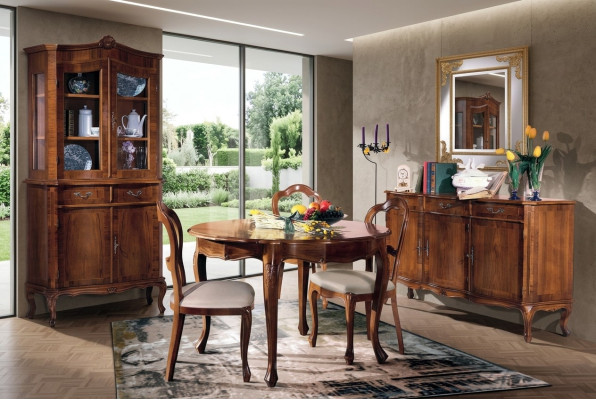 Ensemble de salle à manger 7 pièces. Table à manger ronde 3x chaises Buffet Groupe Ess Table en bois neuve