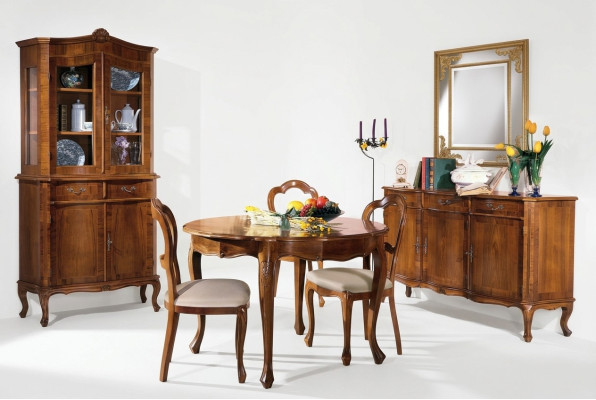 Ensemble de salle à manger 7 pièces. Table à manger ronde 3x chaises Buffet Groupe Ess Table en bois neuve
