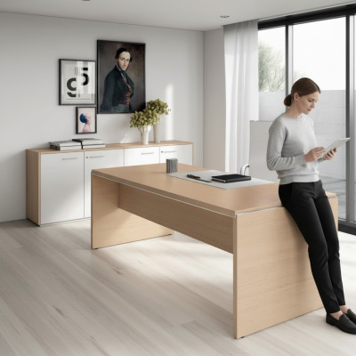 Bureau d'ordinateur Hêtre Mobilier de bureau Table de travail Bureau Ameublement Meubles Frezza