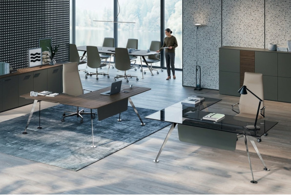 Bureau d'angle Bureau de bureau Bureau d'ordinateur Mobilier de bureau Mobilier design table en verre nouveau