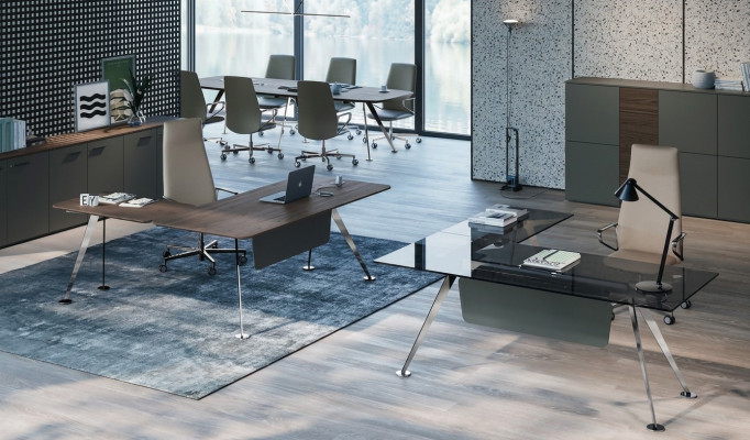 Bureau d'angle Bureau de bureau Bureau d'ordinateur Mobilier de bureau Mobilier design table en verre nouveau