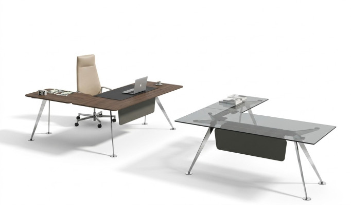 Bureau d'angle Bureau de bureau Bureau d'ordinateur Mobilier de bureau Mobilier design table en verre nouveau