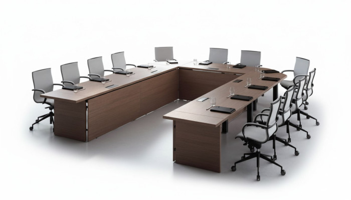 Table de conférence Chaises Groupe Mobilier de bureau Italie Bureau-table de réunion 7 pièces.