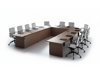 Table de conférence Chaises Groupe Mobilier de bureau Italie Bureau-table de réunion 7 pièces.
