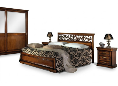 Ensemble de chambre à coucher en bois de lit de luxe Lits 2x Table de chevet Console Table d'appoint 3 pièces