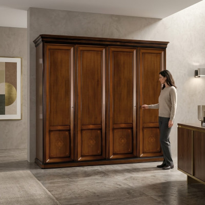 Garde-robe de luxe Garde-robe Mobilier italien Chambre en bois massif Armoires