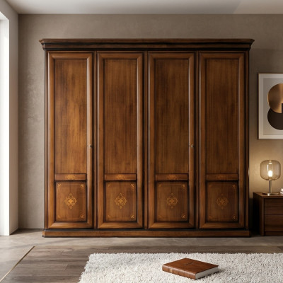 Garde-robe de luxe Garde-robe Mobilier italien Chambre en bois massif Armoires