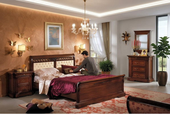 Lit Lit double Lit en bois Meubles Bois massif Chambre à coucher Lit de design Lits en bois