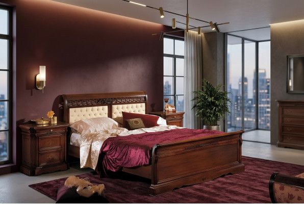 Lit Lit double Lit en bois Meubles Bois massif Chambre à coucher Lit de design Lits en bois