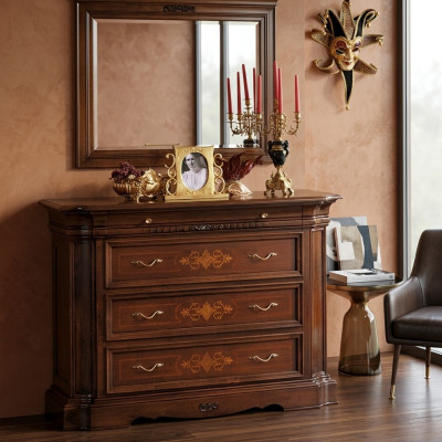 Buffet Bahut Commode 4 tiroirs Armoire à tiroirs en bois Buffet Commodes