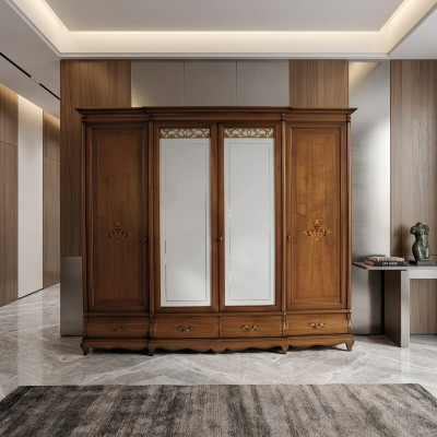 Ensemble de garde-robe Ensemble de garde-robe en bois Chambre à coucher Mobilier en bois massif Italie Armoires