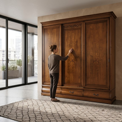 Armoire Portes Coulissantes Armoire en Bois Massif Armoires de Luxe Meubles Italiens