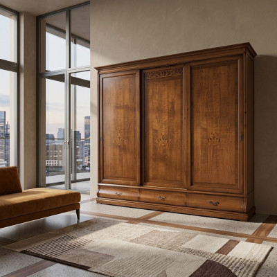 Armoire Portes Coulissantes Armoire en Bois Massif Armoires de Luxe Meubles Italiens