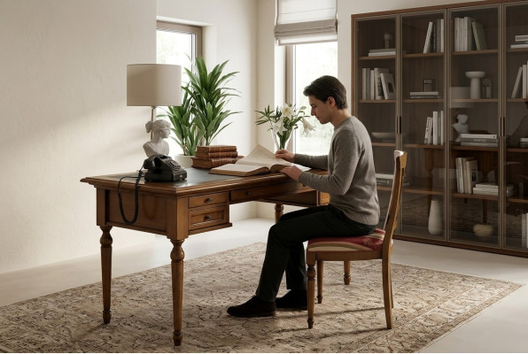 Bureau Secrétaire Mobilier italien Table Chaise Ensemble de bureau 2 bureaux