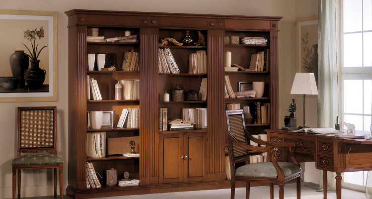 Étagère Salon Armoire Bibliothèque Bois Armoire de bureau Armoires Vitrine Italie