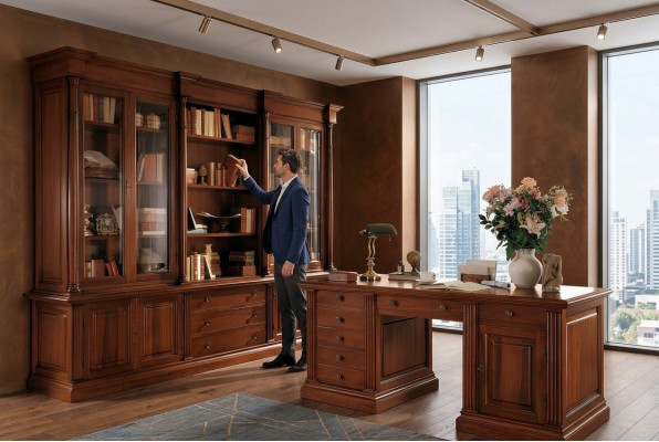 Étagère de bureau Armoire en bois Armoire de bureau Étagères Armoires Vitrine Italie Meubles
