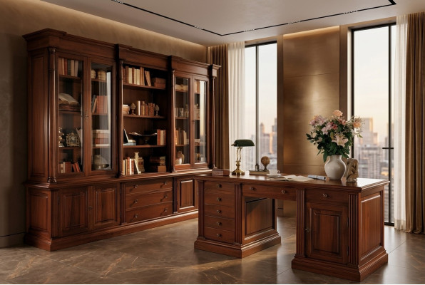 Étagère de bureau Armoire en bois Armoire de bureau Étagères Armoires Vitrine Italie Meubles
