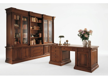 Mobilier de bureau Bureau en bois massif Étagère de bibliothèque Tablette Armoire 2 pièces