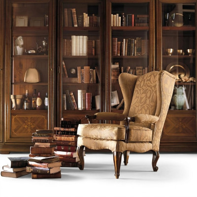 Fauteuil Bibliothèque Fauteuil de Lecture Fauteuil à Oreilles Canapé Tapisserie Mobilier Italien de Luxe