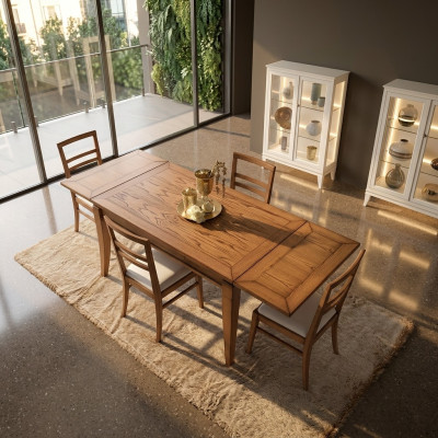 Table en bois naturel design de table de salle à manger moderne table coulissante nouvelle
