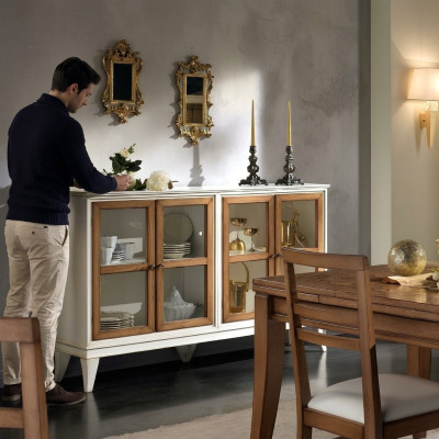 Vitrine Buffet Style rétro Salle de séjour Armoire Commode Collection Vitrines Nouveau
