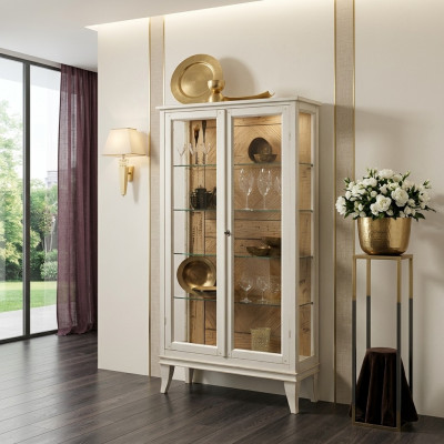 Style rétro Vitrine en verre Salle à manger Table en verre Armoire Vitrine Vitrine Salon Vitrines