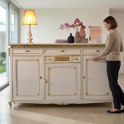 Commode Buffet Buffet Buffets Armoire en bois massif Meubles Commodes Blanc